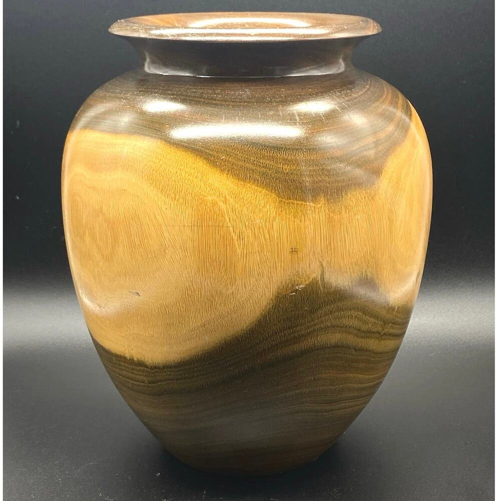 Turned wood Jar Vase Two Toned Handcrafted Wood‎ Accent Vase